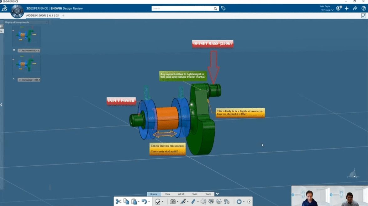 A moving image showing the ENOVIA design review process A moving image showing the ENOVIA design review process